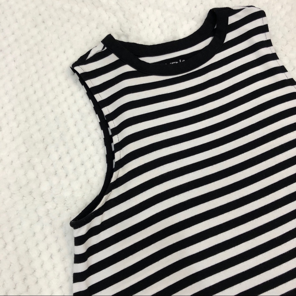 Black and White Striped Swing Dress
